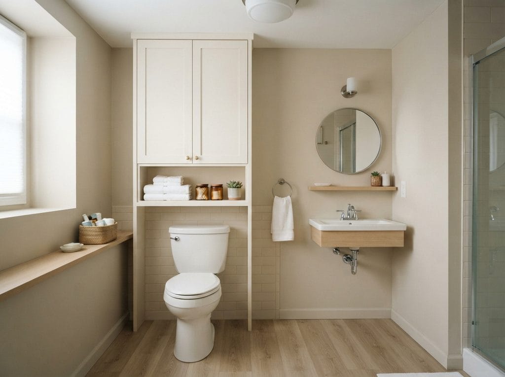 Storage cabinet installed above the toilet