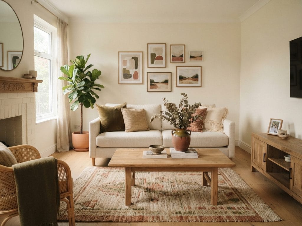 Living room styled with a cohesive colour palette