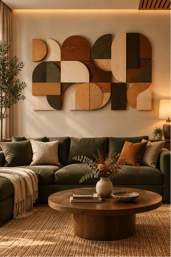 Abstract wood cutout wall art with curved organic shapes