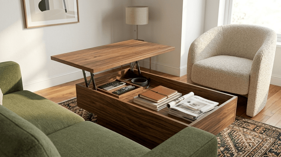 Coffee table with built-in storage for living room essentials