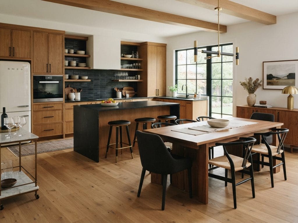 Dining area designed as a natural extension of the open plan kitchen