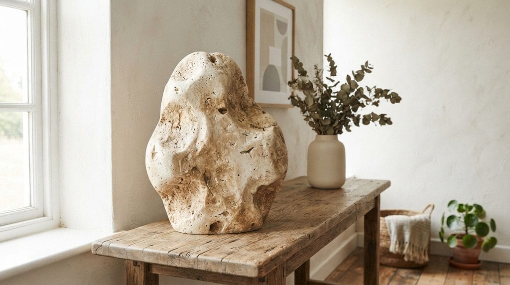 Cheap DIY home decor idea featuring a realistic faux stone decorative sculpture