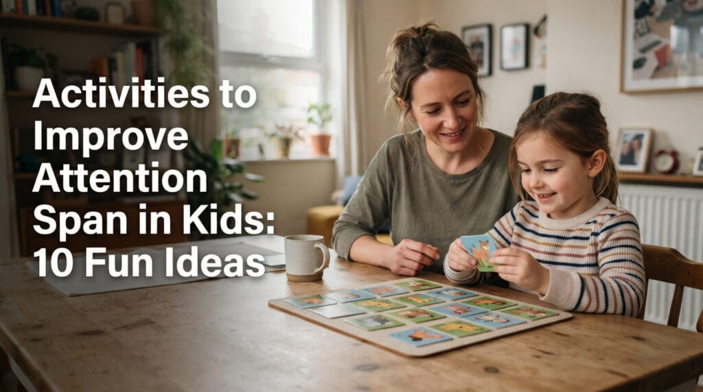 Parent and child doing activities to improve attention span in kids at home