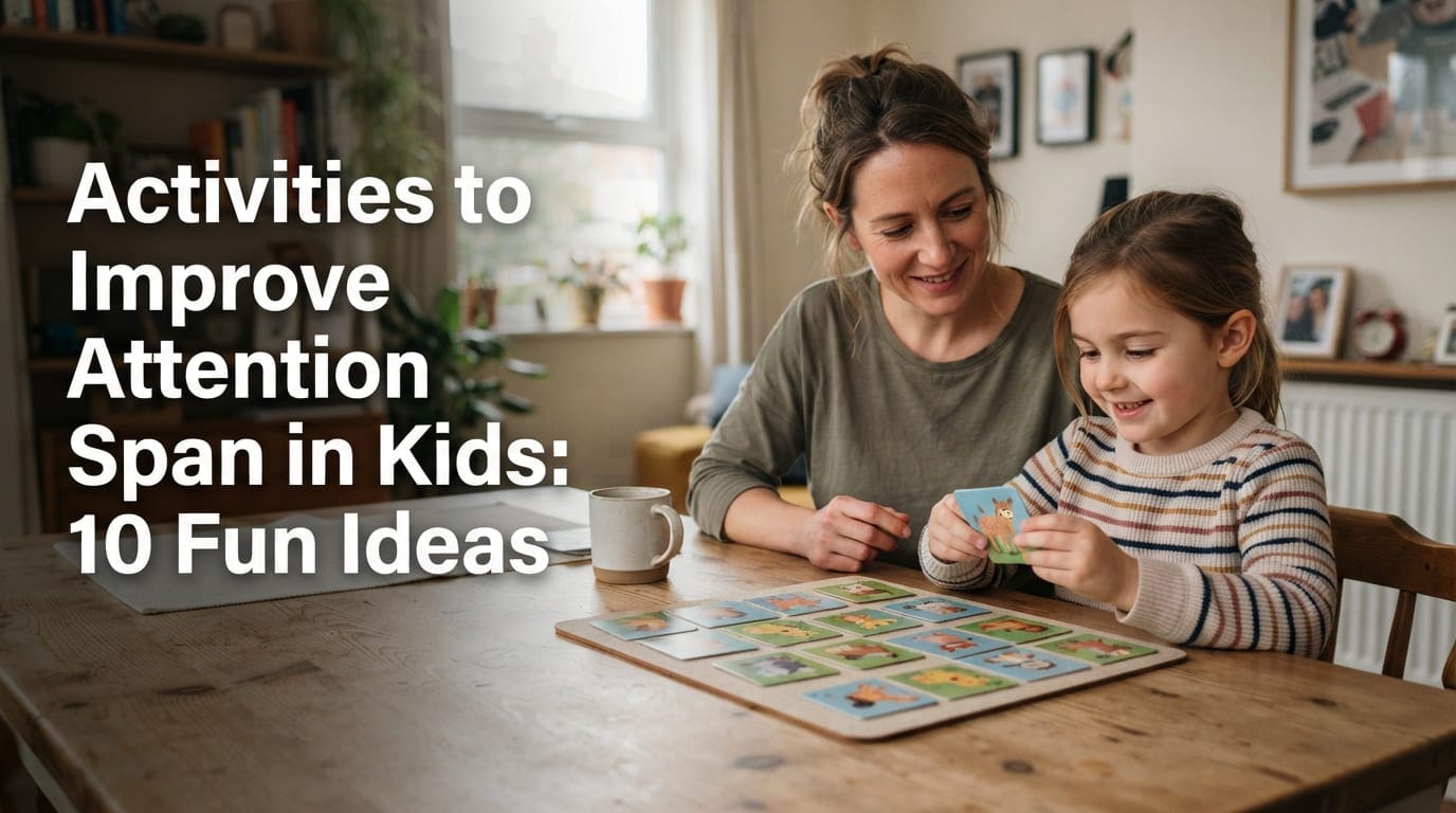 Parent and child doing activities to improve attention span in kids at home